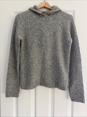 NWOT J. Crew Gray Hooded Merino Wool / Angora Rabbit Hair Sweater Size M